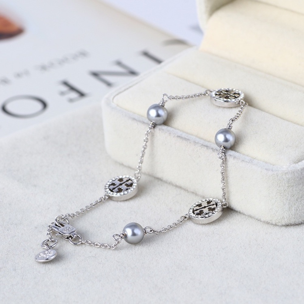 Tory Burch Silver Gemstones Circle Bracelet - Picture 3 of 8